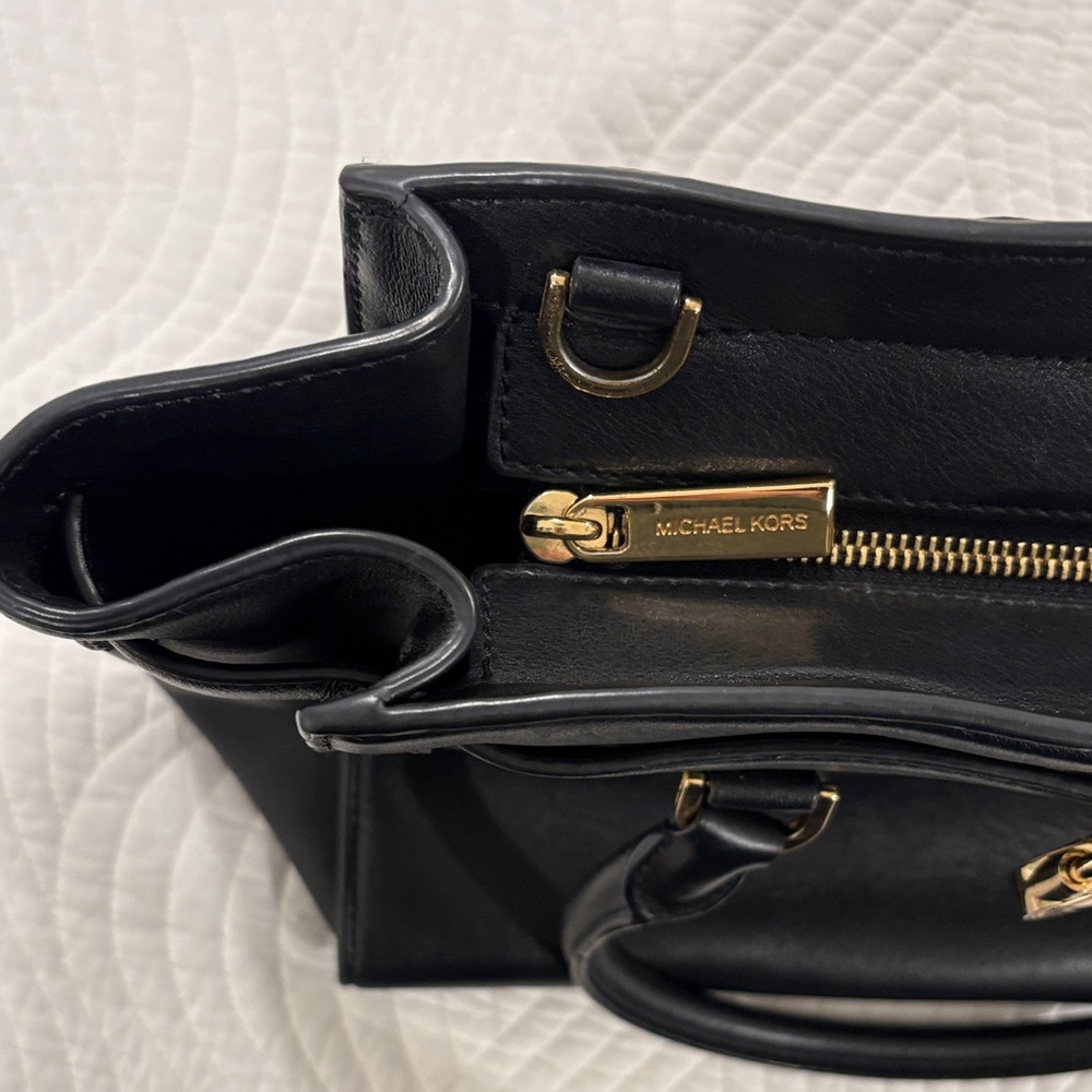 MICHAEL Michael Kors Black Hamilton Satchel with Gold Accents - Picture 14 of 15